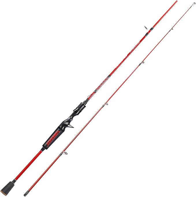 One Bass Fishing Rods,IM7 Graphite Spinning Rod & Casting Rod, 2 Pc Strong Quality Baitcasting Rod with Super Polymer Handle