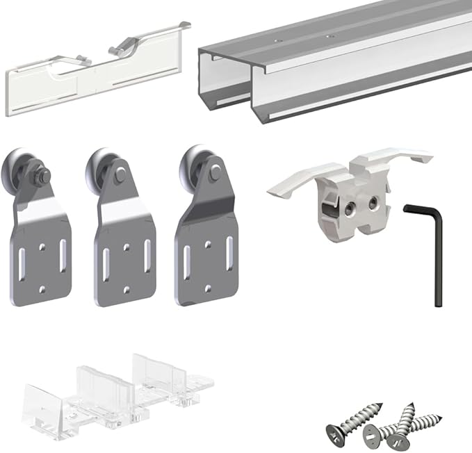 Sliding Closet Door Hardware Kit - 78-inch Double Track for 2 Or 3 Bypass Doors Up to 100lbs - SLID'UP 110