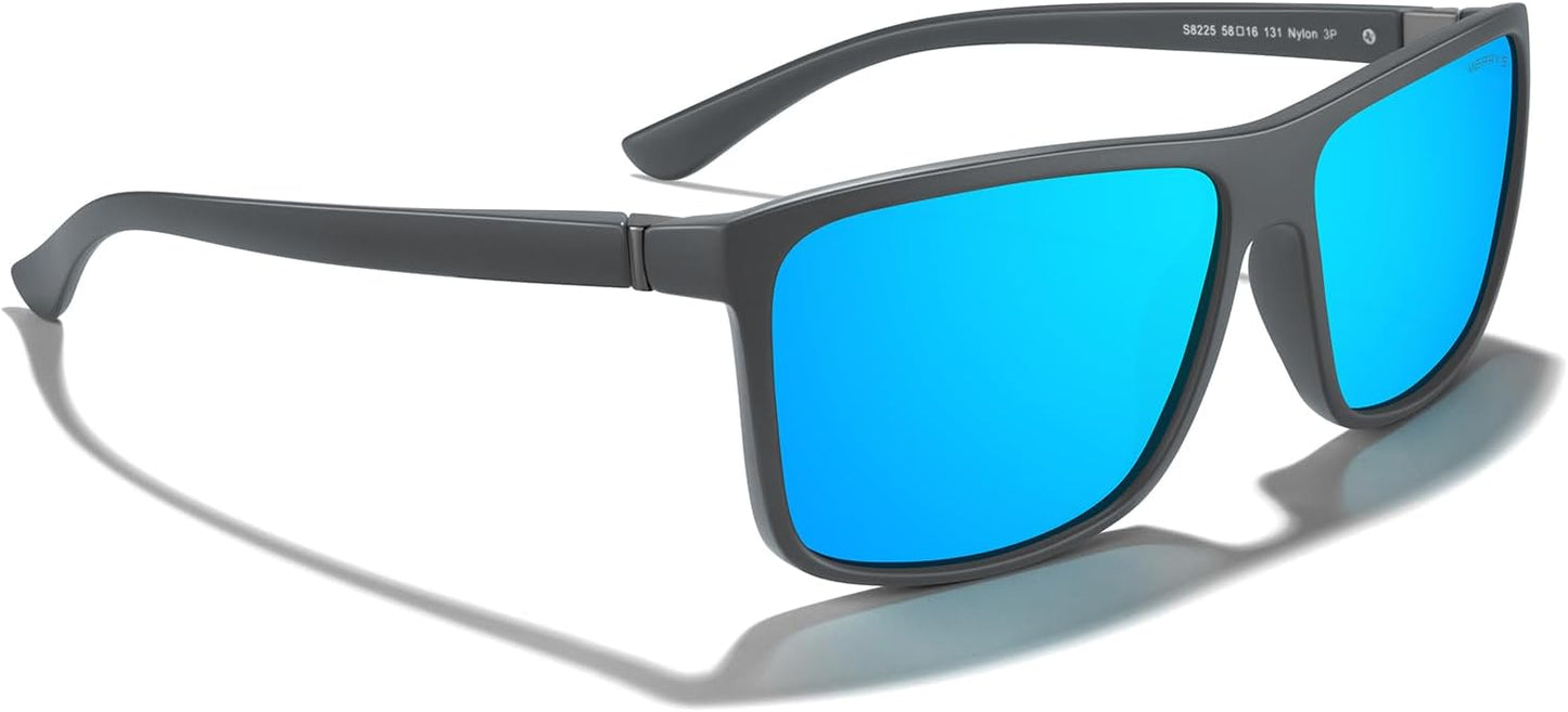 MERRY'S Rectangular Polarized Sports Sunglasses for Men Women Cycling Driving Fishing UV400 Protection S8225