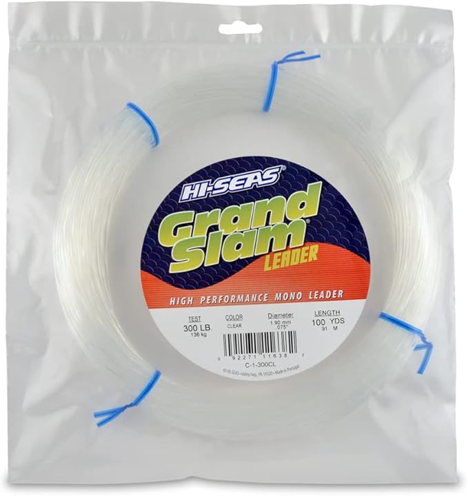 HI-SEAS Grand Slam Monofilament Fishing Leader - Superior Strong Clear Black, for Freshwater & Saltwater Big Game Bottom Fishing, Trolling