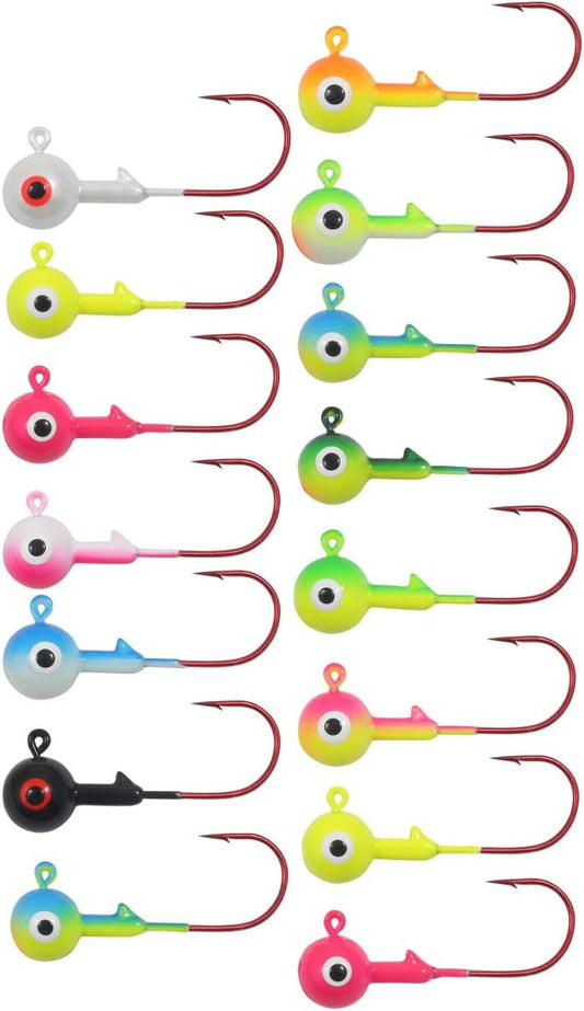 Northland Tackle Gum-Ball Fishing Jig Heads for Walleye, Bass, Trout, Crappie, & Panfish – 22 Lure Colors, Bulk Packs, 8 Sizes (1/64, 1/32, 1/16, 1/8, 3/16, 1/4, 3/8, & 1/2 Oz)