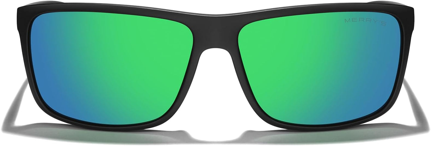 MERRY'S Rectangular Polarized Sports Sunglasses for Men Women Cycling Driving Fishing UV400 Protection S8225