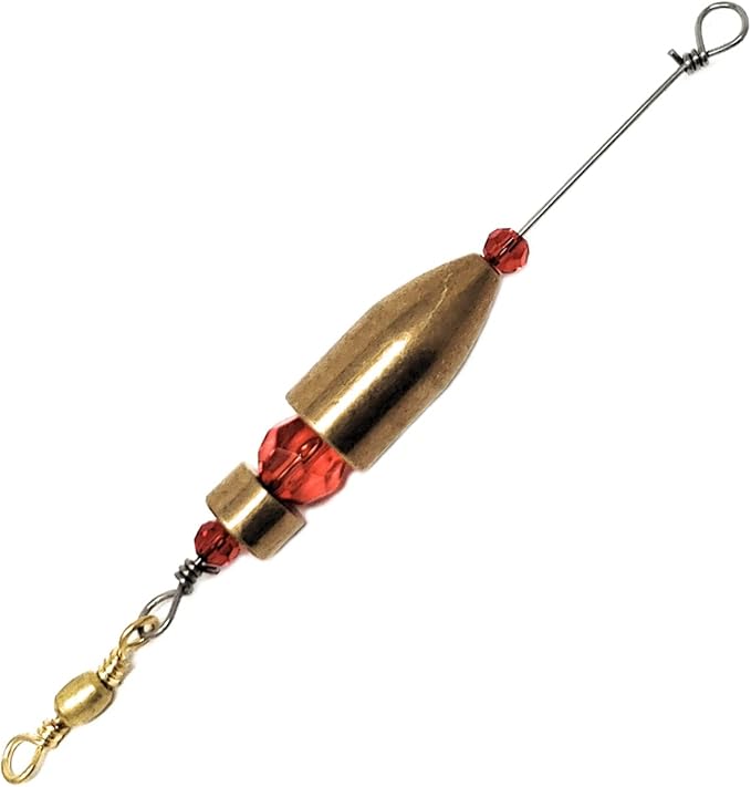 Reaction Tackle Carolina Rigs for Bass Fishing- Freshwater Saltwater - Brass Pre Rigged Kit- Fishing Weights Barrel Sinkers 6-Pack