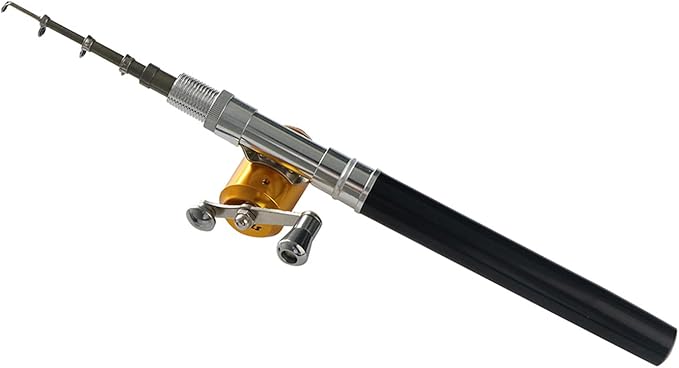 Mini Fishing Rod Reel Combo, Pocket Fish Pole Pen Shape Kit Pockets Size Fishing Rods Portable Telescopic Lightweight Aluminum Alloy Freshwater River Lake Reservoir Saltwater Gift for Man