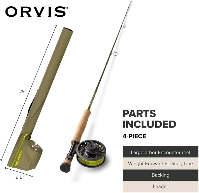 Orvis Encounter Fly Rod Outfit - 4Pc Fishing Rod and Reel Combo with Smooth Performance, Complete with Reel, Line, Backing, & Leader for Young Anglers