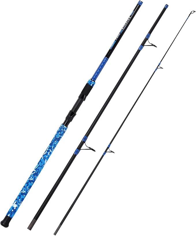 Fiblink Surf Rod,Portable Travel Fishing Rod,Spinning Rod with Blue Camouflage Handle,2Piece/3Piece/4Piece Carbon Fiber Fishing Rod (9ft/10ft/12ft/14ft)