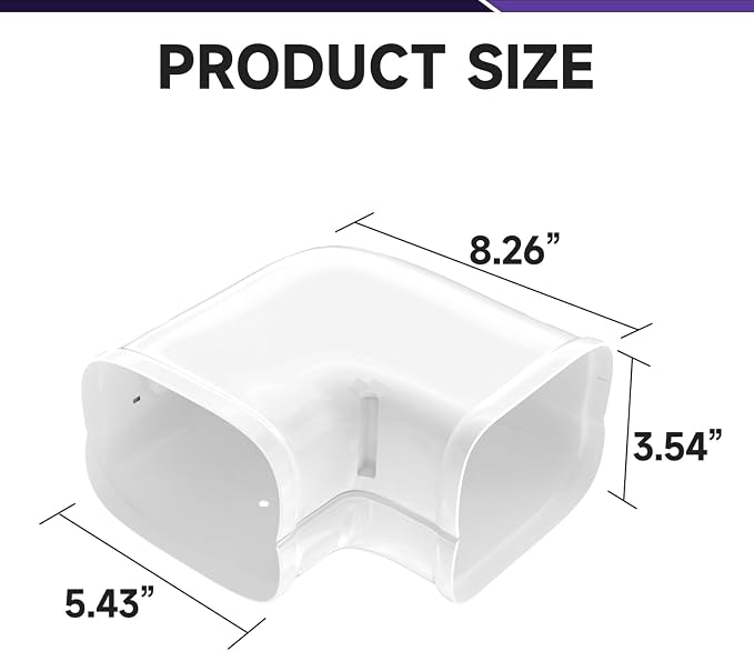 5'' Width Flat Elbow, Mini-Split Line Set Cover Accessories for Mini Split AC & Central AC, White