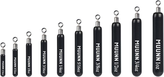 10 Pack Tungsten Skinny Drop Shot Weights, Pencil Sinkers with Round Eye for Free Rig & Finesse Bass Fishing, Drop Shot Rig Weights