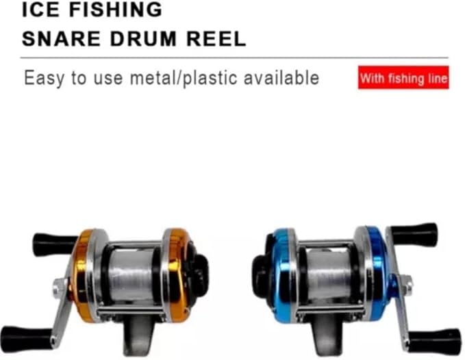 2PCS Portable Mini Fishing Reel Aluminum Spool Metal Small Spinning Reel Winter Ice with Fishing line