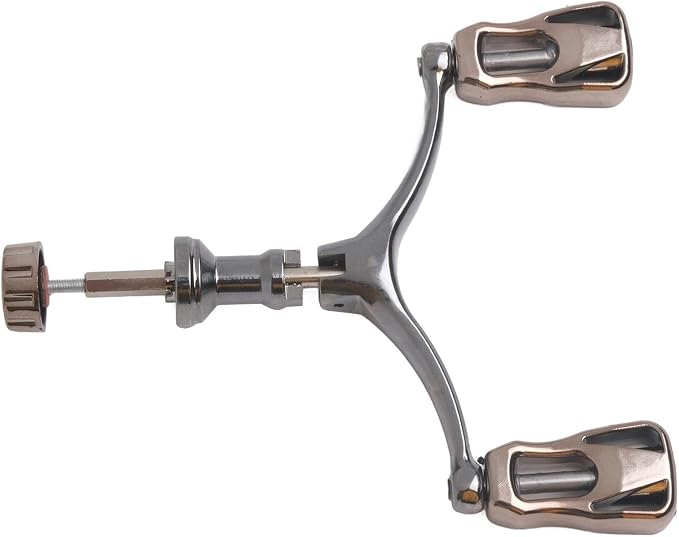Foldable Fishing Reel Double Crank Handle CNC Metal Rocker Arm For 1000-5000 Series Reels Lightweight(Sliver)