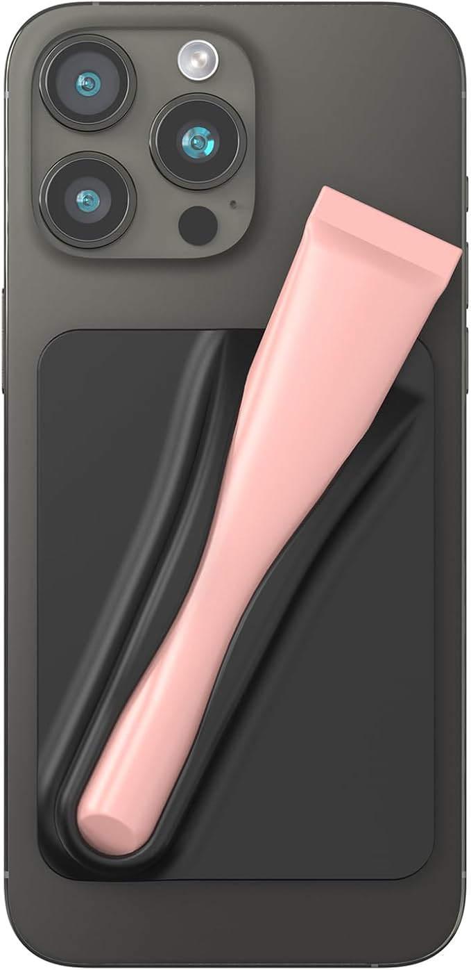 DOB SECHS Silicone Lip Holder for Cell Phone Lipstick Lip Glaze Phone Case Adhesive Back Stick On Holder for iPhone and Android Phones, Black