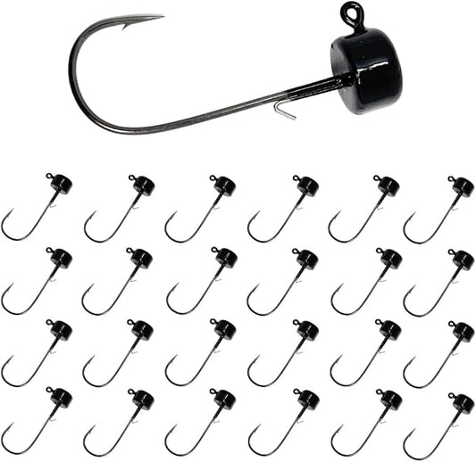 Reaction Tackle Ned Rig Jig Heads - Mushroom Jig Head Shroom jigs, Bass Fishing Lures, Fishing Tackle Finesse Jig Fishing Hooks (25-Pack Kit)