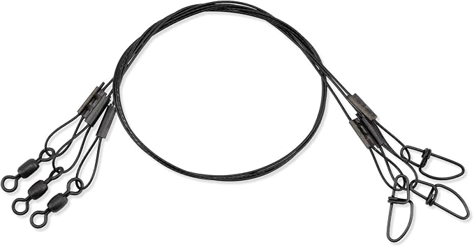 AFW Surflon Fishing Leaders – Black Nylon Coated Stainless Steel Wire, Swivel & Snap, 3 Pack, Variety Pack – Strong Leader Line for Catfishing & Toothy Game Fish