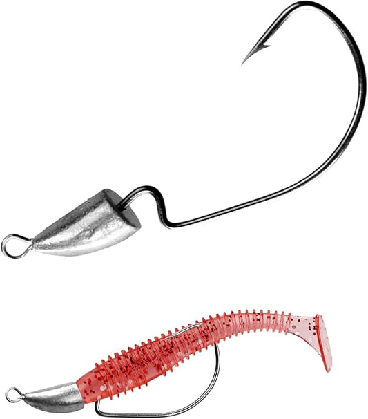 THKFISH Weedless Swimbait Jig Heads for Bass Fishing, Weighted Texas Rig Hook Fishing Hooks Saltwater Freshwater 1/8 oz, 1/6 oz, 1/4 oz, 3/8 oz, 1/2 oz,3/4 oz