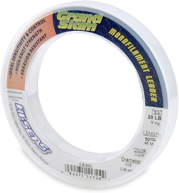 HI-SEAS Grand Slam Monofilament Fishing Leader - Superior Strong Clear Black, for Freshwater & Saltwater Big Game Bottom Fishing, Trolling