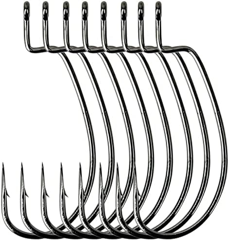 Angler's Grotto EWG Offset Shank Worm Hook | 15/25 Count Per Pack | Freshwater Saltwater Fishing Hooks | High Carbon Steel Extra Strength | Size #1#1/0#2/0#3/0#4/0#5/0