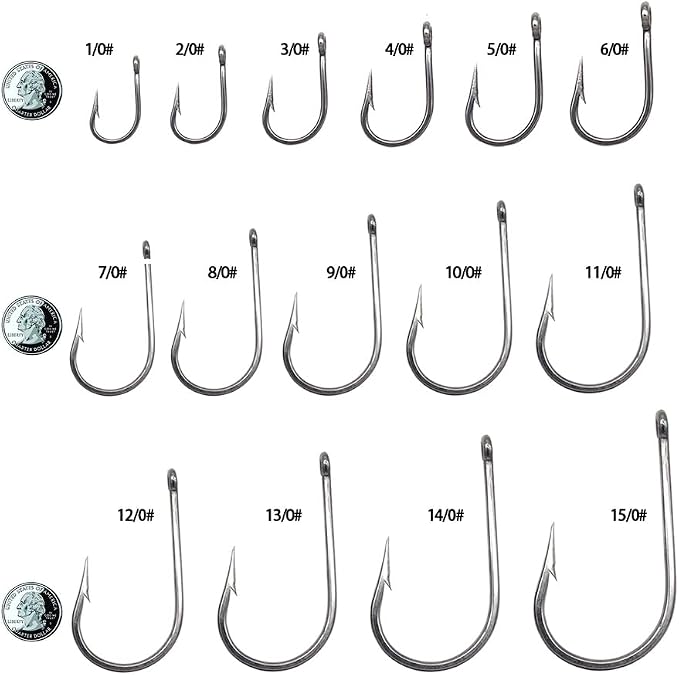 3/0-5/0 Shark Surf Rigs with 20 Inch 49-Strands Steel Leader(120Pound),Deep Sea Hooks for Big Fish
