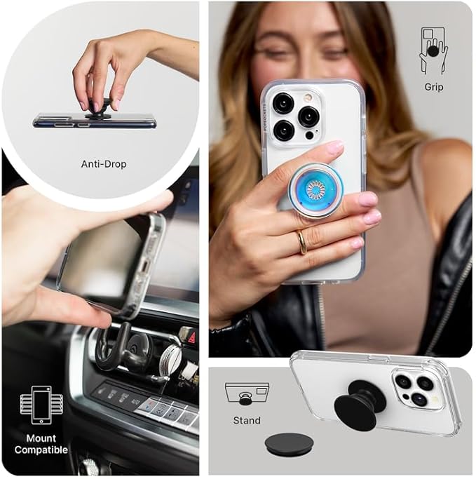 PopSockets Adhesive Phone Grip, Holder, Phone Stand, Black - Aluminum Black