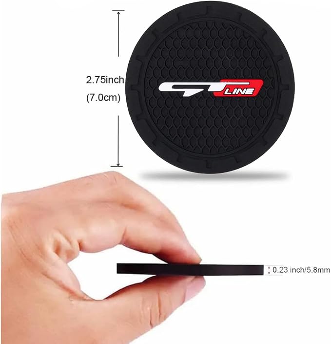 2 Pack GT line Car Cup Holder, Non-Slip Cup Coasters for Fashion car Interior Accessories,Decorative Car Cup Mat, Diameter 2.75 Inch