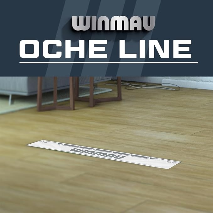 Winmau Darts Oche Line - High Visibility Throw Line Marker with Toe Markers for Consistent Stance - Self-Adhesive, Sticks to Hard Floors (Wood/Tile/Laminate) - Regulation Distance