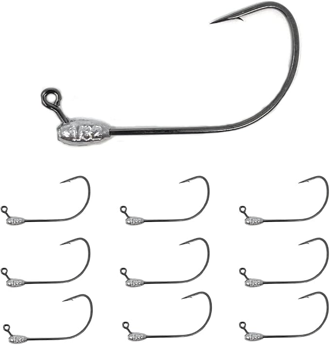Reaction Tackle Tube Jig Heads for Bass Fishing - Tube Bait with Size Stamped on Jighead for use with Hollow Body Fishing Lures (10-Pack)