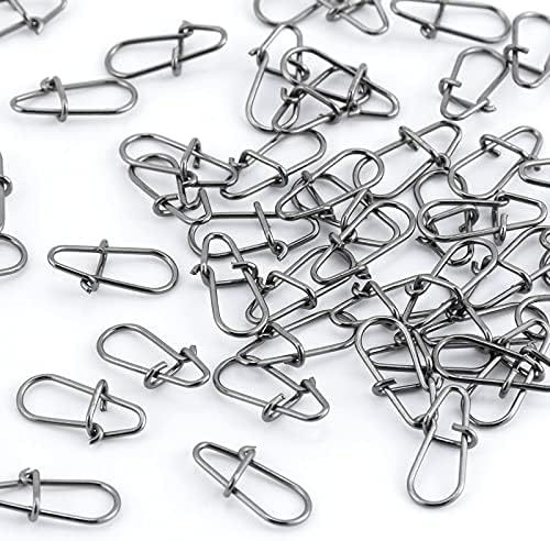 Dr.Fish 50 Pack Crankbait Snaps Stainless Steel Duo Lock Lure Snaps Quick Change Fishing Speed Clips Connector Freshwater Bass Fishing