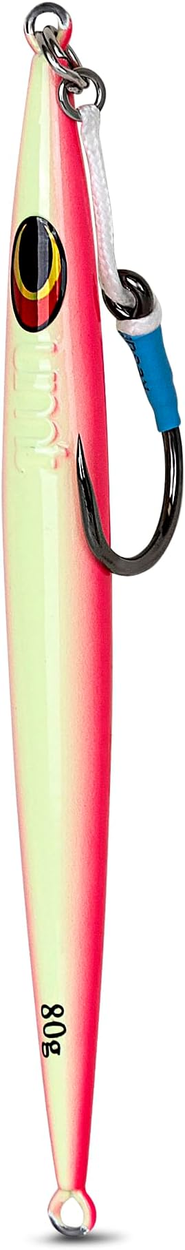 UMT Sand EEL 80g Offshore Fishing Jigs - Multi Species. Packs: 1, 5, 10. Green, Pink. Pro-Grade.
