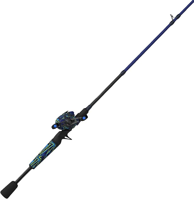 Zebco Roam Baitcast Reel and Fishing Rod Combo, 6-Foot 6-Inch 2-Piece Fiberglass Rod with Split-Grip MaxTac Rod Handle, Lightweight Graphite Frame