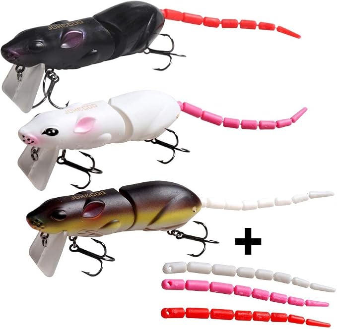 JOHNCOO Swimbait Hard Artificial Baits Mouse Fishing Lures Multi Jointed Fishing Lures Kit for Pike Bass