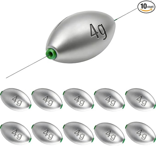 Egg Sinkers Fishing Weights, Oval Slip Sinkers Bullet Lead Fishing Weights for Freshwater Saltwater Tackle Set 1/8oz to 1oz