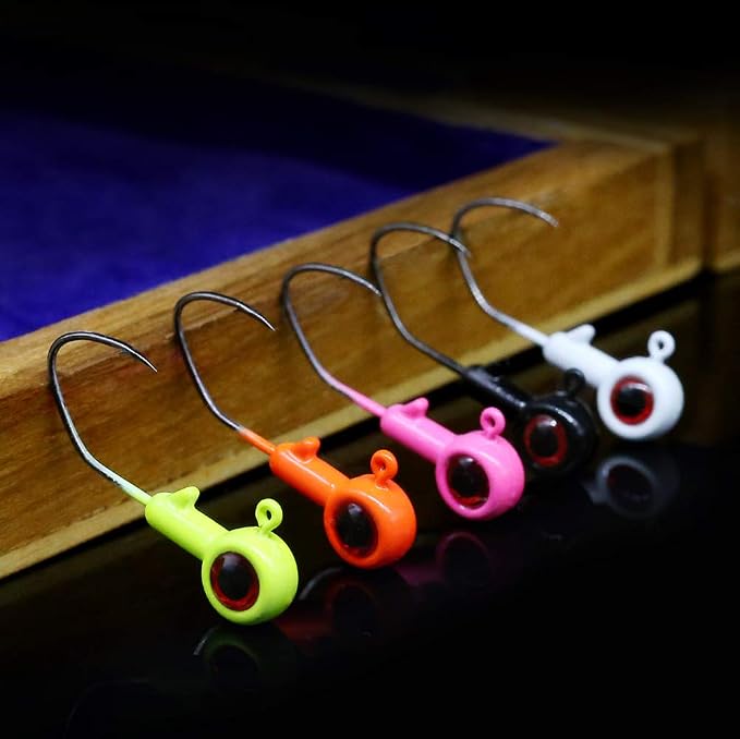 XFISHMAN Crappie-Jigs-Heads-Kit 1/8 1/16 1/32oz 50 Pack Panfish Fishing Jigs Lead Head Jig Hook Lure