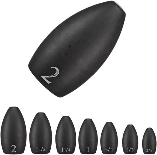 Reaction Tackle Tungsten Flipping Weights for Bass Fishing - Sinkers for Punching Heavy Cover - Fresh & Saltwater - Texas/Carolina Rigs - Size Stamped