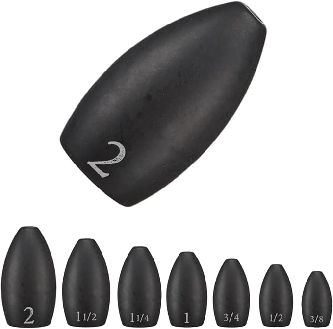 Reaction Tackle Tungsten Flipping Weights for Bass Fishing - Sinkers for Punching Heavy Cover - Fresh & Saltwater - Texas/Carolina Rigs - Size Stamped