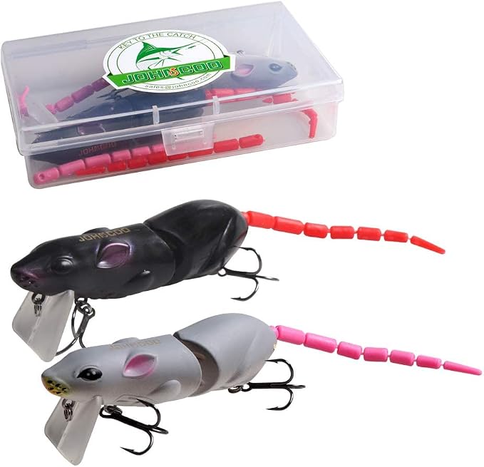 JOHNCOO Swimbait Hard Artificial Baits Mouse Fishing Lures Multi Jointed Fishing Lures Kit for Pike Bass