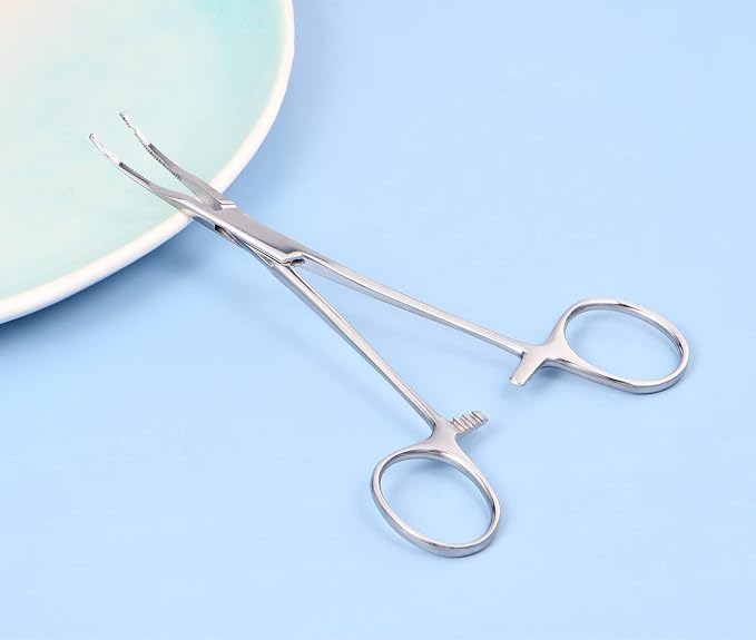 DJCIW Dermal Anchor Forceps Tool,6" Professional Micro Dermal Surface Anchor Holder Pliers Staineless Steel Body Art Piercing Forceps Hemostat Clamp Tool