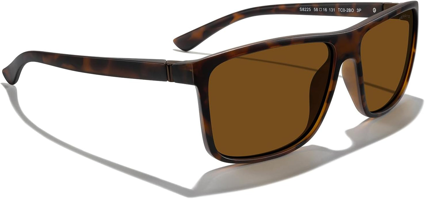 MERRY'S Rectangular Polarized Sports Sunglasses for Men Women Cycling Driving Fishing UV400 Protection S8225
