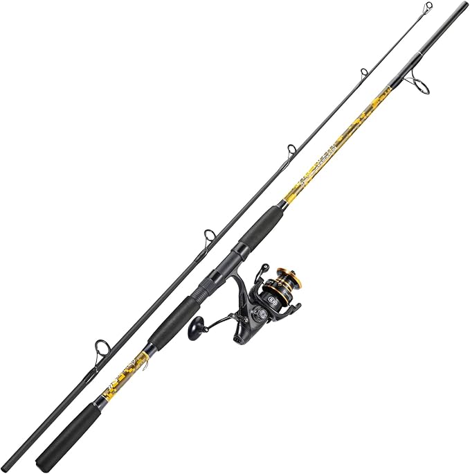 Sougayilang Spinning Rod Combo - MH Action Fishing Pole with Bait Feeder Reel for Catfish, Salmon, Steelhead Freshwater Saltwater Fishing- 7'0"/7'6"