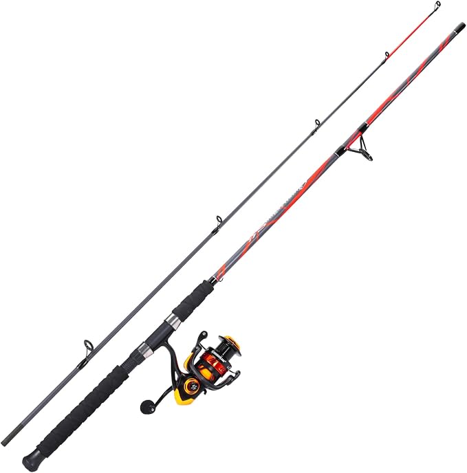 Sougayilang Progressive Glass Fishing Rods Combo with Spinning Reel Strong 100% Phenolic Glass Blanks 2Pcs Pole-7'0" with 4000 Size Reel
