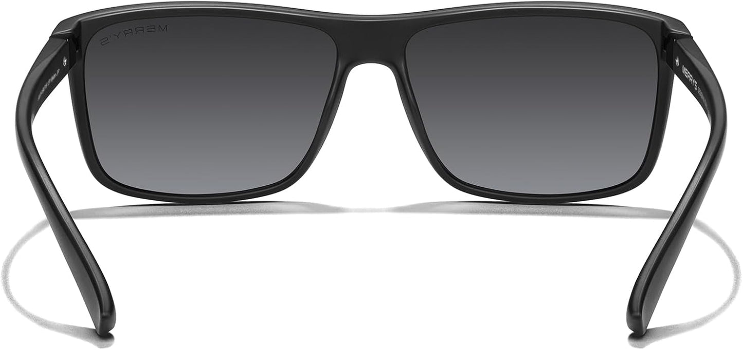MERRY'S Rectangular Polarized Sports Sunglasses for Men Women Cycling Driving Fishing UV400 Protection S8225