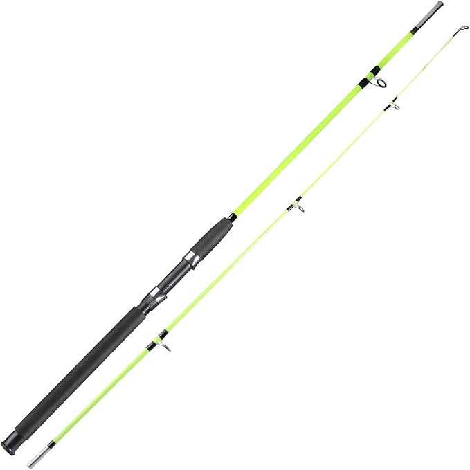 Sougayilang Fishing Rod, 2-Piece Composite Graphite & Glass Blanks Saltwater Trolling Rod Offshore Surf Fishing Pole with Stainless Steel Line Guides for Catfish, Salmon Glass Fiber Spinning Rod