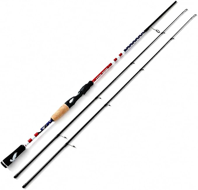 6FT Carbon Fiber Fishing Rod, Twin-Tip Design with American Flag for USA 250th Anniversary, Cork/EVA Handle, 2-Piece Spinning & Casting Rod for Freshwater Bass