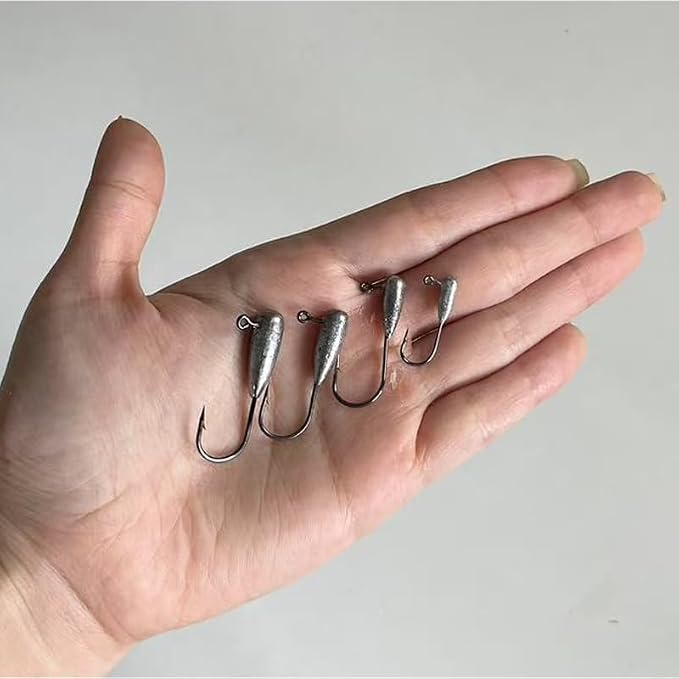 25pcs/Box Mini Tube Jig Heads (1/64oz–3/16oz, #1–#6 Hook Sizes) – 90° Water Drop Design for Crappie, Panfish & Bass Fishing
