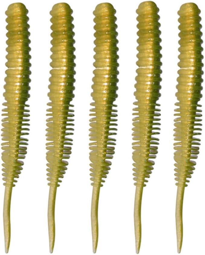 Soft Swimbait Plastic Fishing Lures 5PCS Tapeworm Fihsing Lure Worms Threaded Maggots Lures Segmented for Saltwater Freshwater Fishing