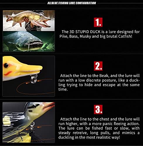 1piece 3D Duck Topwater Fishing Lure Yellow Duckling Floating Artificial Bait Plopping and Splashing Feet Hard Fishing Tackle Geer 12cm 28g