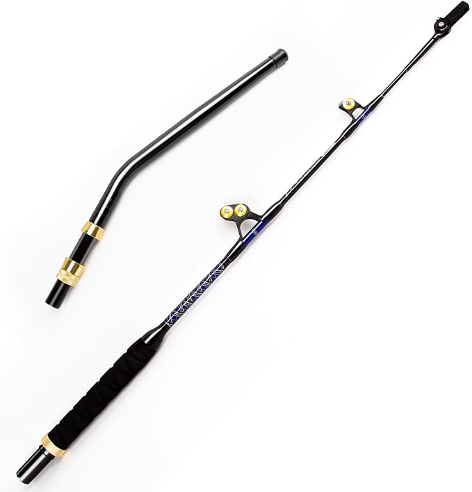 Deep Sea Fishing Rod, Heavy Duty Bent Butt Trolling Rod with Roller Guides,Conventional Fishing Rod