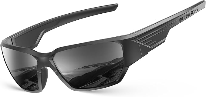 Men's Polarized Fishing Sunglasses, UV400 Wrap Around Sports Sunglasses, Floatable Anti-Glare Eyewear for Runing