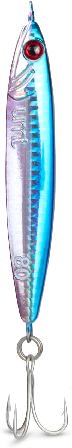 UMT 80g Saltwater Fishing Jigs for Sea Bass, Fluke, Porgy 1, 5, 10 Packs - Set with Treble Hook, Multi-Colors - Saltwater & Freshwater Compatible Fishing Lure