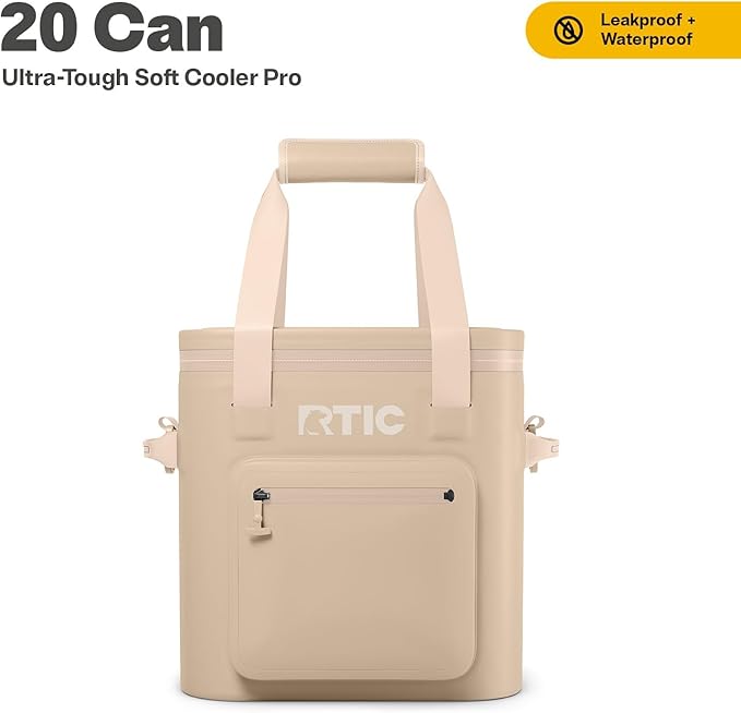 RTIC Ultra-Tough Soft Cooler Pro, Insulated, Waterproof, Leak Proof, Portable Floating Bag for Beverage, Drink, Lunch, Outdoor, Beach, Car, Camping, Picnic, Fishing, Boat