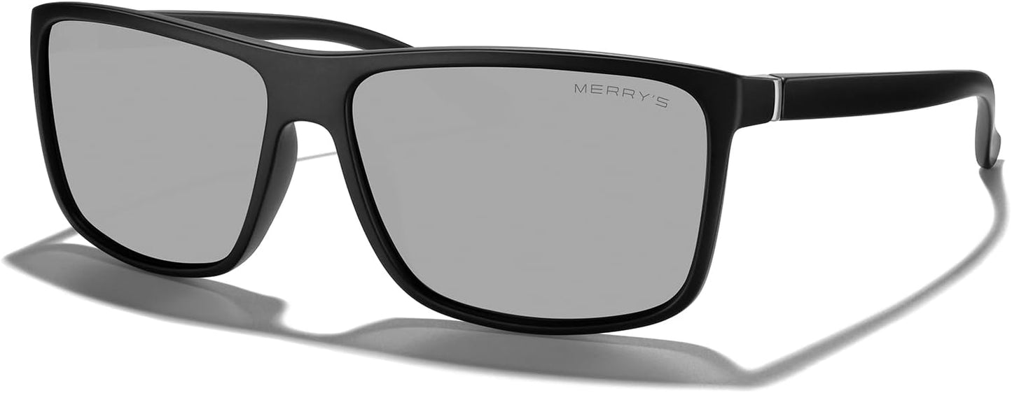 MERRY'S Rectangular Polarized Sports Sunglasses for Men Women Cycling Driving Fishing UV400 Protection S8225