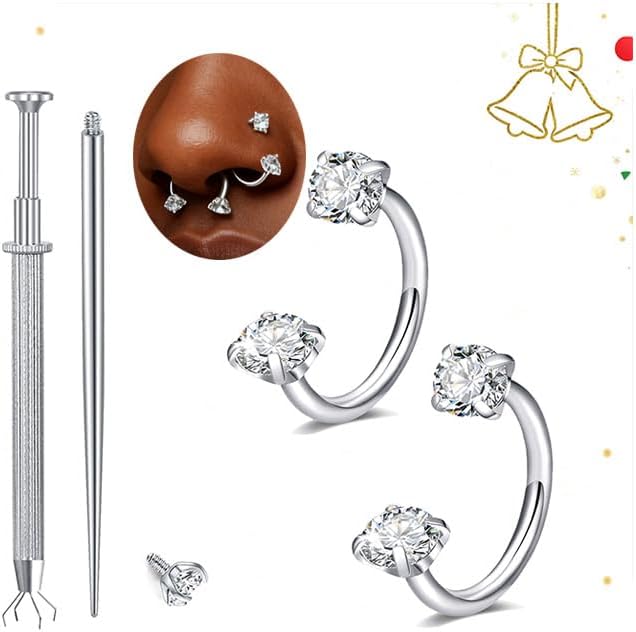 MODRSA 20g 16g 18g Piercing Taper Internal Threaded Piercing Taper Insertion Threader Tool Threadless Jewelry Changing Tool Horseshoe Nose Ring Labret Earring Studs Applicator Piercing Ball Grabber